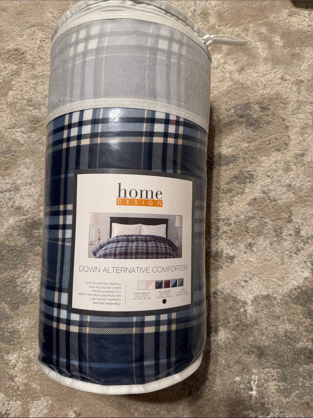 Navy Plaid Down Alternative Comforter